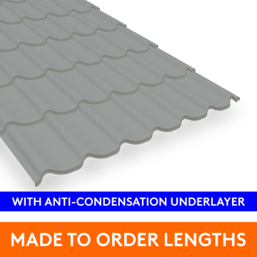 33/1000 Pantile Profile Steel Sheet, 0.5mm thick, Plastic Coated, Goosewing Grey with Anti-Con