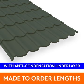 33/1000 Pantile Profile Steel Sheet, 0.7mm thick, Plastic Coated, Olive Green with Anti-Con