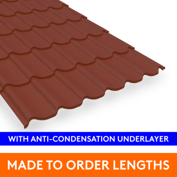 33/1000 Pantile Profile Steel Sheet, 0.7mm thick, Plastic Coated, Terracotta with Anti-Con