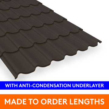 33/1000 Pantile Profile Steel Sheet, 0.7mm thick, Plastic Coated, Vandyke Brown with Anti-Con