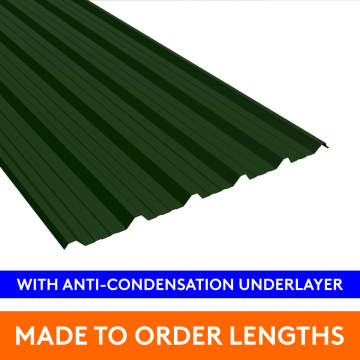 32/1000 Box Profile Steel Sheet, 0.7mm thick, Plastic Coated, Juniper Green with Anti-Con