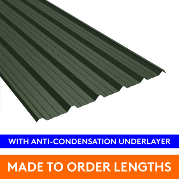 32/1000 Box Profile Steel Sheet, 0.7mm thick, Plastic Coated, Olive Green with Anti-Con