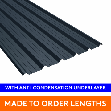 32/1000 Box Profile Steel Sheet, 0.7mm thick, Plastic Coated, Slate Blue with Anti-Con