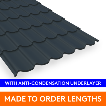 33/1000 Pantile Profile Steel Sheet, 0.7mm thick, Polyester Coated, Slate Blue with Anti-Con